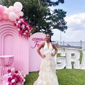Elegant White Lace Halter Dress
